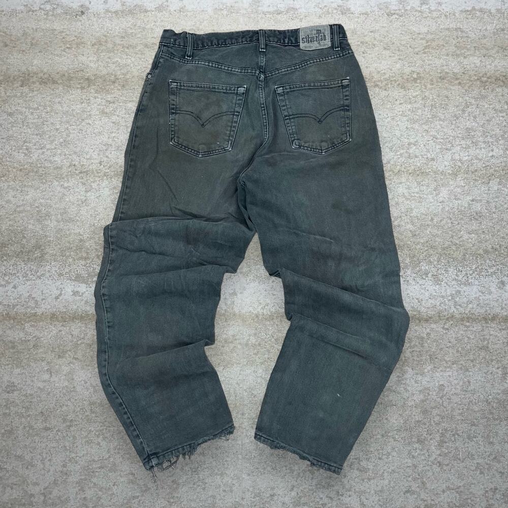 Vintage 90s Levis Silver Tab Jeans 36x30 Loose Fit Olive Green Wash Made in USA